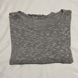 American Eagle ribbed cropped grey top